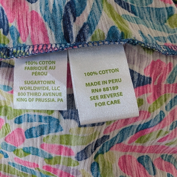 Lilly Pulitzer Gigi Tank Top Small Tropical Palm Print V Neck Cotton - Picture 4 of 8